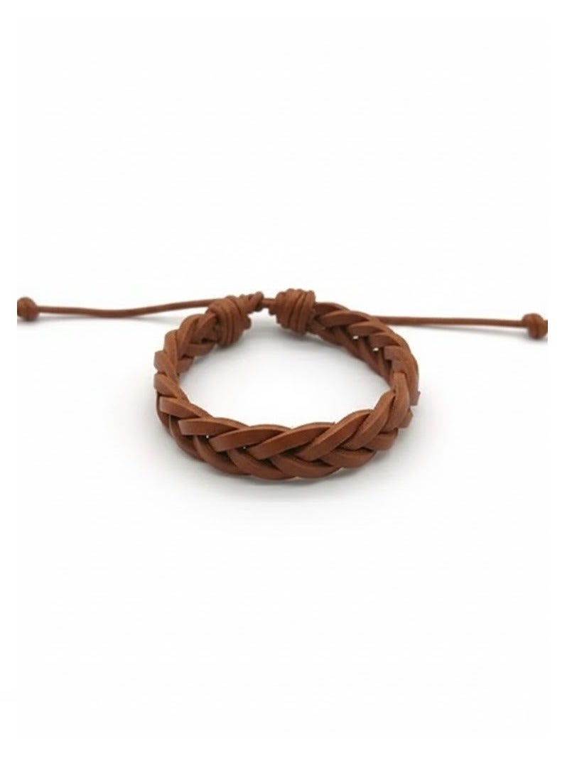 سوار قابل للتعديل من الجلد الصناعي، لون بيج - Image 2